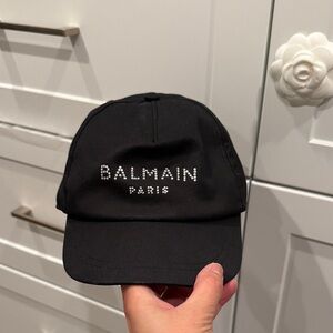 Balmain Black Embellished Cap